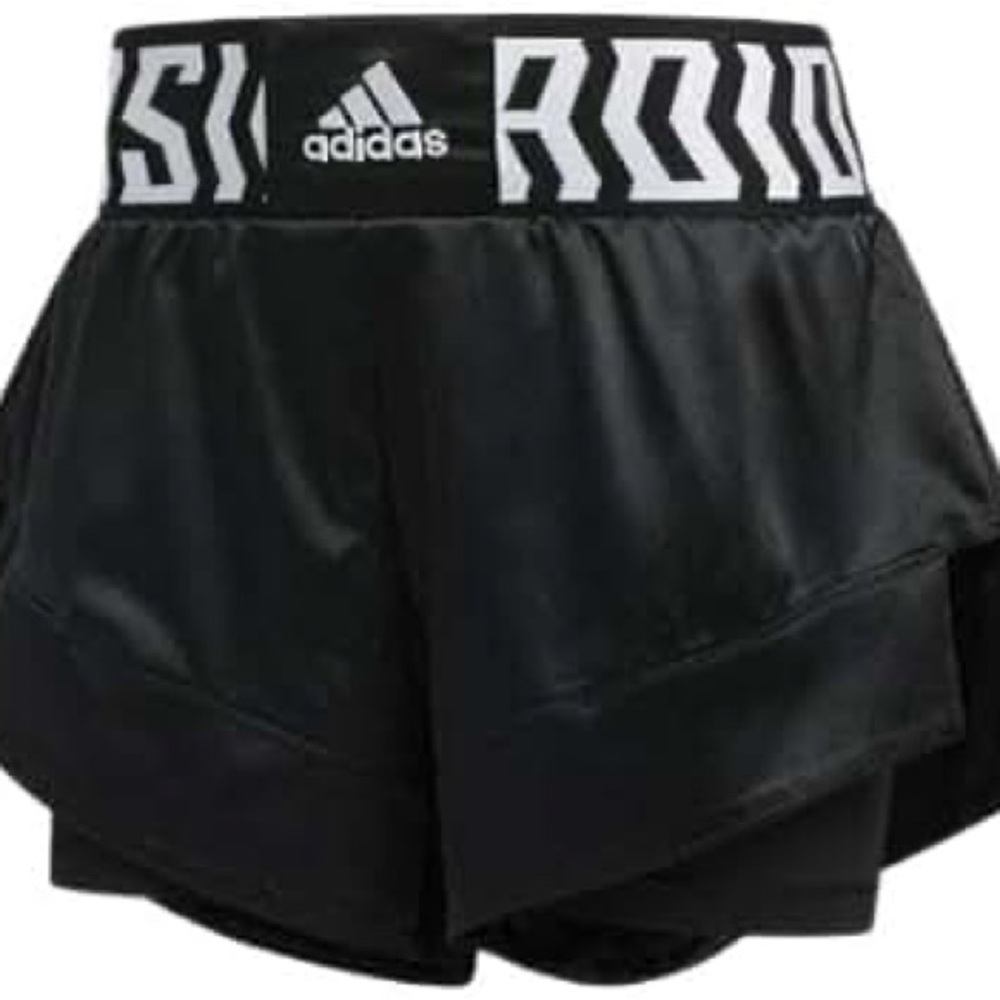 Adidas Black Athletic Shorts with Geometric Design